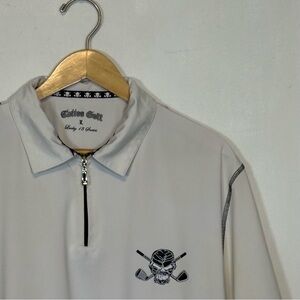 Tattooed Golf Men's White With Black Accents Shirt‎ Lucky 13 Series Size L Bin 4